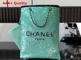 Chanel Shopping Bag Sequins and Black Metal Green and Black Ref AS4856 Replica