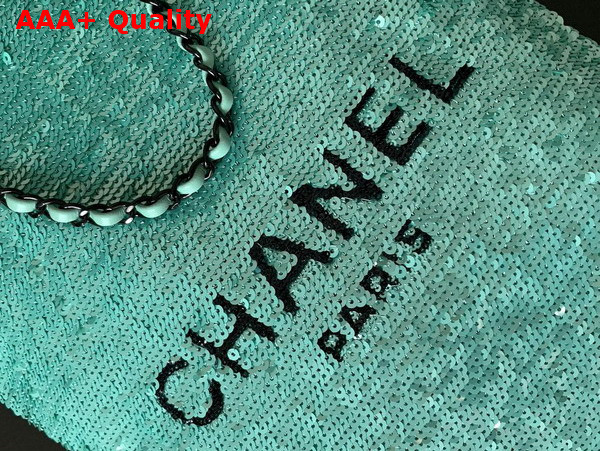 Chanel Shopping Bag Sequins and Black Metal Green and Black Ref AS4856 Replica