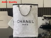 Chanel Shopping Bag Sequins and Black Metal White and Black Ref AS4856 Replica