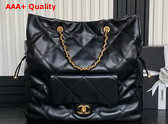 Chanel Shopping Bag in Black Shiny Lambskin Gold Tone Metal AS5315 Replica