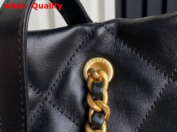 Chanel Shopping Bag in Black Shiny Lambskin Gold Tone Metal AS5315 Replica