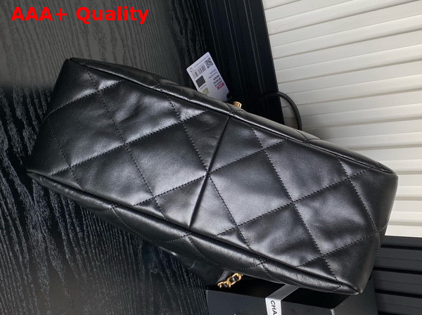 Chanel Shopping Bag in Black Shiny Lambskin Gold Tone Metal AS5315 Replica