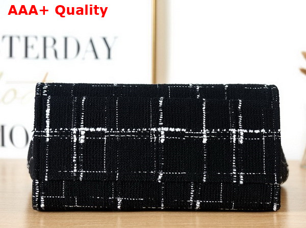 Chanel Shopping Bag in Black and White Tweed with Multicolor Embroidered Chanel Letter Replica