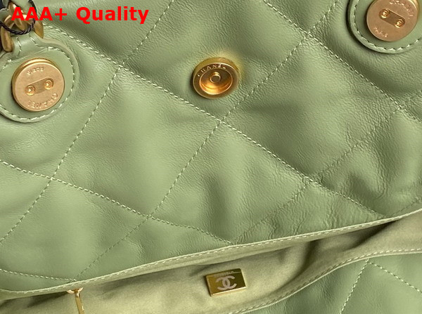 Chanel Shopping Bag in Green Shiny Lambskin Gold Tone Metal AS5315 Replica