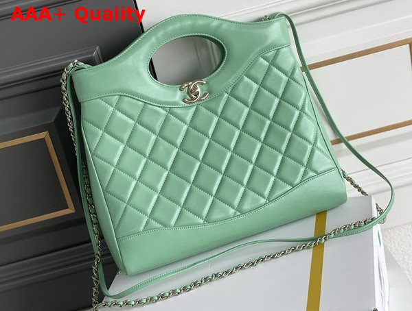 Chanel Shopping Bag in Light Green Shiny Lambskin Gold Tone Metal AS4853 Replica