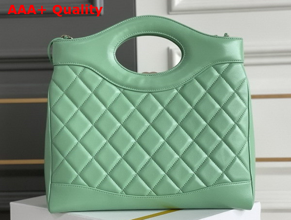 Chanel Shopping Bag in Light Green Shiny Lambskin Gold Tone Metal AS4853 Replica