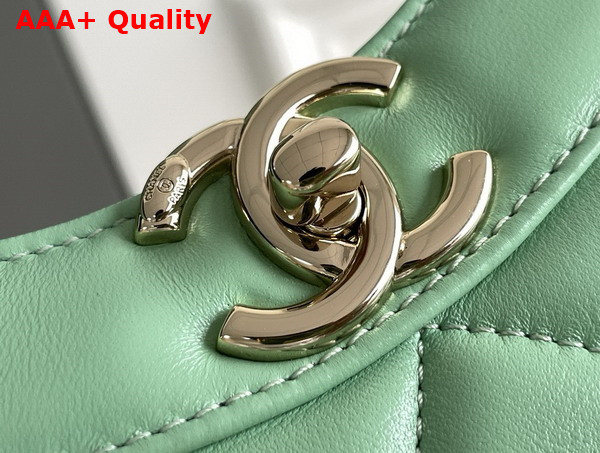 Chanel Shopping Bag in Light Green Shiny Lambskin Gold Tone Metal AS4853 Replica