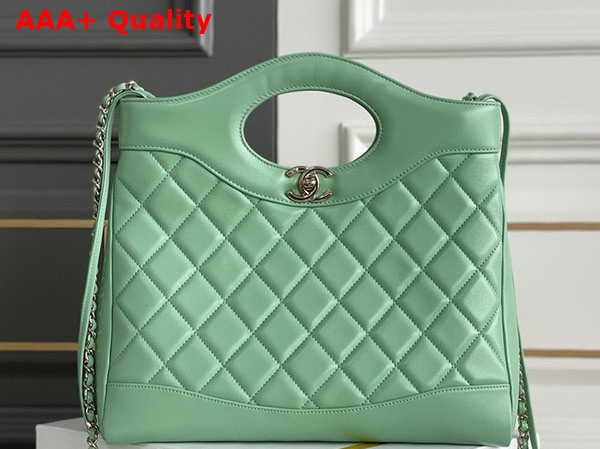 Chanel Shopping Bag in Light Green Shiny Lambskin Gold Tone Metal AS4853 Replica