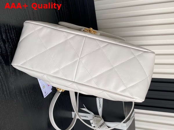 Chanel Shopping Bag in White Shiny Lambskin Gold Tone Metal AS5315 Replica