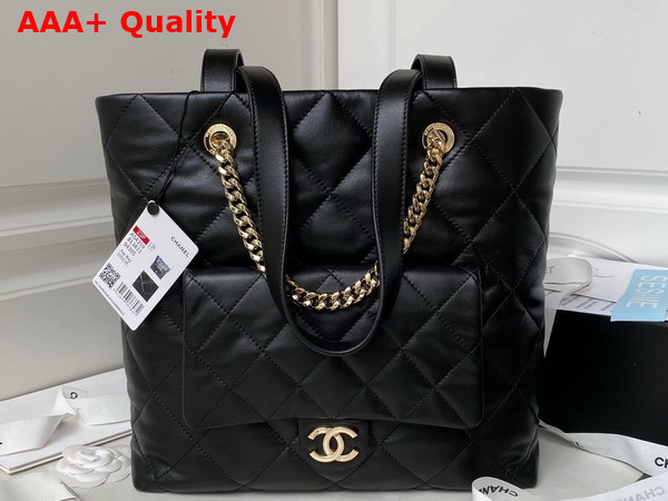 Chanel Shopping Tote Bag in Black Calfskin Replica