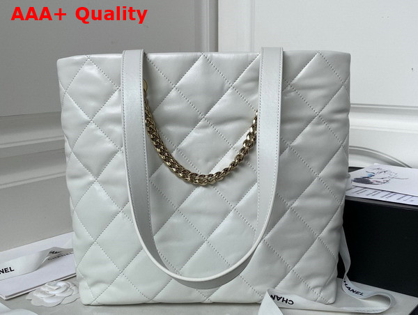 Chanel Shopping Tote Bag in White Calfskin Replica