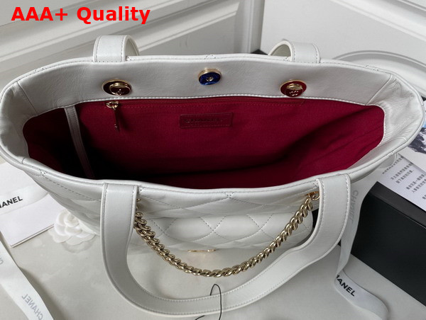 Chanel Shopping Tote Bag in White Calfskin Replica