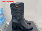 Chanel Short Boot in Black Calfskin and Printed Denim Replica