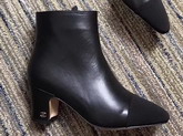 Chanel Short Boot in Black Lambskin and Grosgrain 65mm Heel For Sale