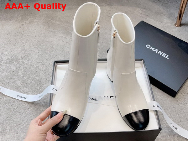 Chanel Short Boot in White and Black Calfskin Replica