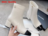 Chanel Short Boot in White and Black Calfskin Replica