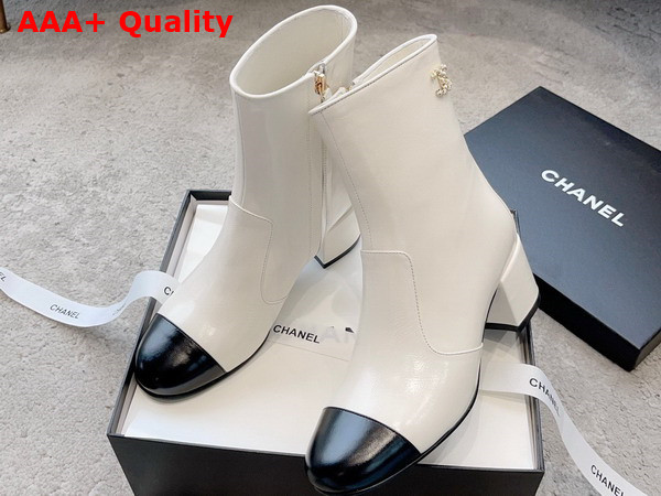 Chanel Short Boot in White and Black Calfskin Replica