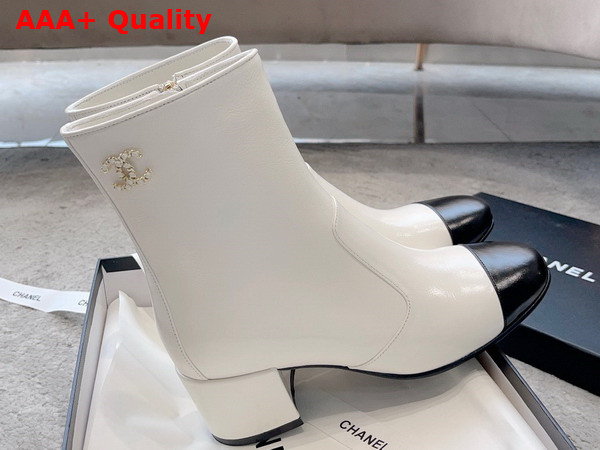 Chanel Short Boot in White and Black Calfskin Replica