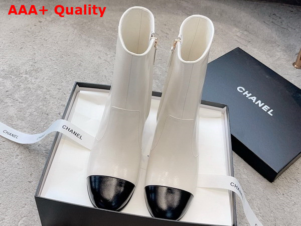 Chanel Short Boot in White and Black Calfskin Replica