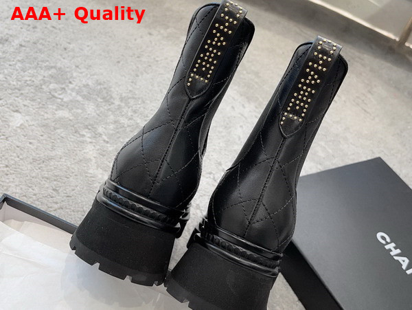 Chanel Short Boots Black Calfskin and Patent Calfskin Replica