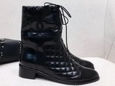 Chanel Short Boots Calfskin Metallic Goatskin Black G34096