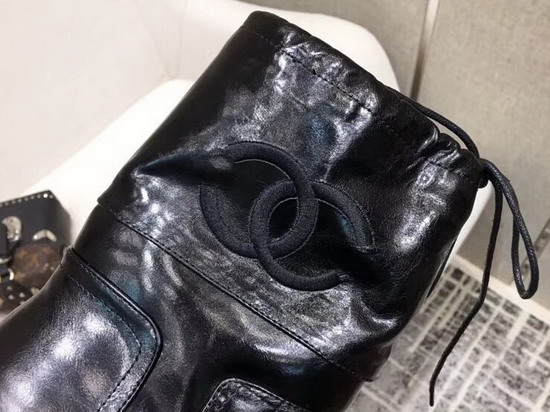 Chanel Short Boots Calfskin Metallic Goatskin Black G34096