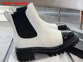 Chanel Short Boots Calfskin and Patent Calfskin White and Black Replica