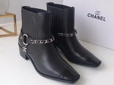 Chanel Short Boots Goatskin and Patent Calfskin Black G34218