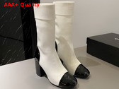 Chanel Short Boots Knit and Patent Calfskin White and Black G40134 Replica