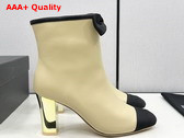 Chanel Short Boots Lambskin and Grosgrain Beige and Black G45695 Replica