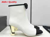 Chanel Short Boots Lambskin and Grosgrain White and Black G45695 Replica