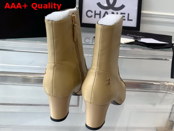 Chanel Short Boots Lambskin and Patent Calfskin Beige and Black G45057 Replica