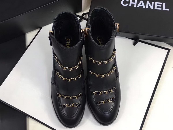 Chanel Short Boots Lambskin and Patent Calfskin Black For Sale