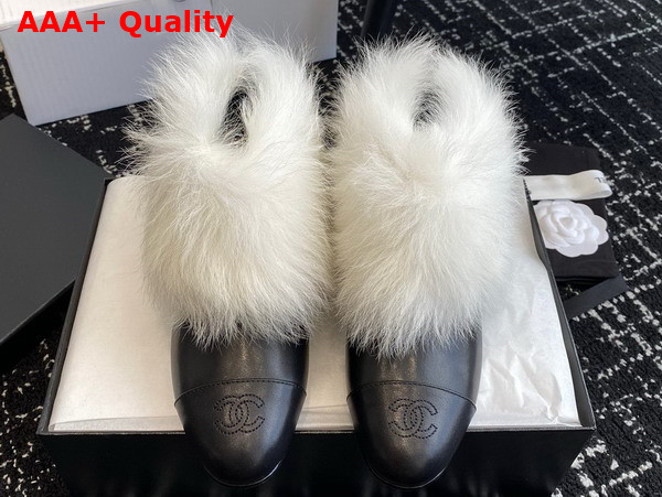 Chanel Short Boots Lambskin and Shearling Lambskin Black and White G45177 Replica