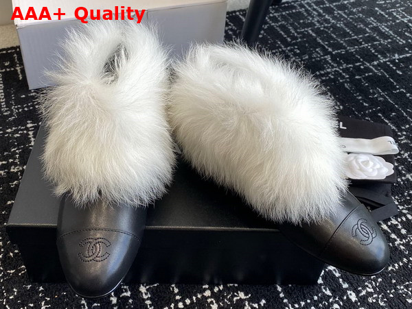 Chanel Short Boots Lambskin and Shearling Lambskin Black and White G45177 Replica