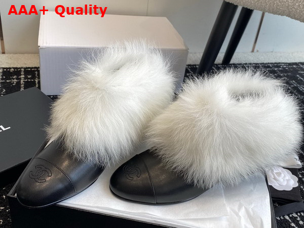 Chanel Short Boots Lambskin and Shearling Lambskin Black and White G45177 Replica