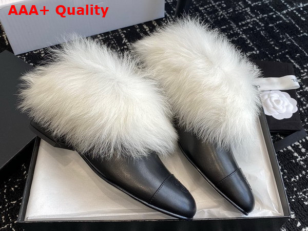 Chanel Short Boots Lambskin and Shearling Lambskin Black and White G45177 Replica