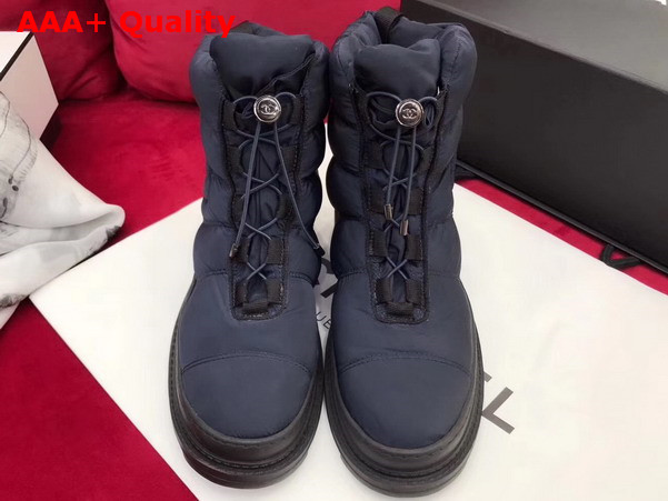 Chanel Short Boots Nylon Navy Blue For Sale