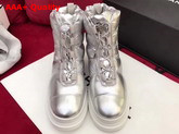 Chanel Short Boots Nylon Silver For Sale