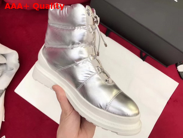 Chanel Short Boots Nylon Silver For Sale