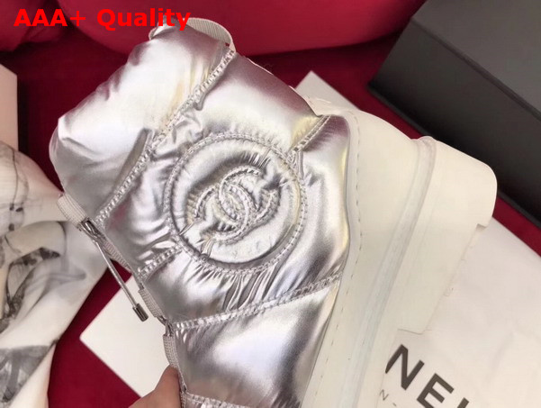 Chanel Short Boots Nylon Silver For Sale