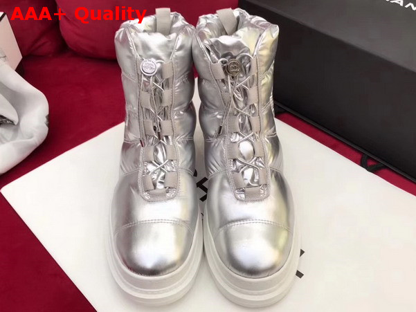 Chanel Short Boots Nylon Silver For Sale