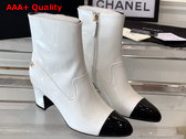 Chanel Short Boots Patent Calfskin White and Black G45057 Replica