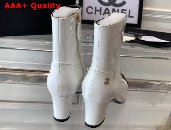 Chanel Short Boots Patent Calfskin White and Black G45057 Replica