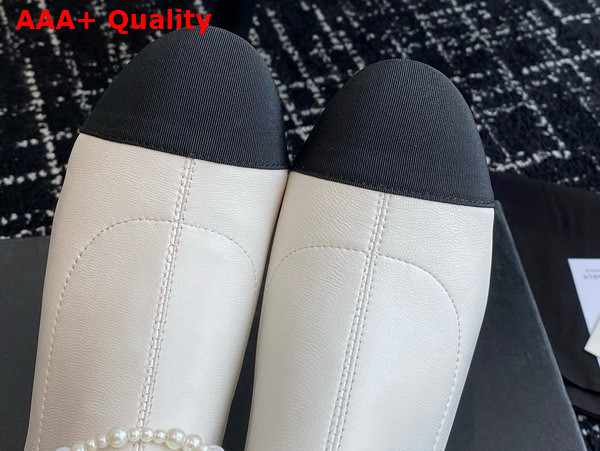 Chanel Short Boots Stretch Lambskin Grosgrain Imitation Pearls Metal White and Black G45794 Replica