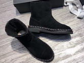 Chanel Short Boots Suede Goatskin and Shearling Black G34113