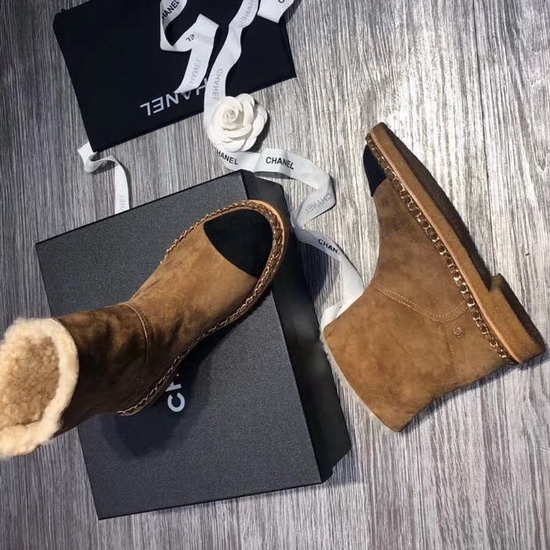 Chanel Short Boots Suede Goatskin and Shearling Light Brown and Black G34113