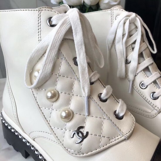 Chanel Short Boots White Calfskin G33188