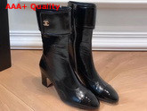 Chanel Short Boots in Black Crumpled Calfskin Replica