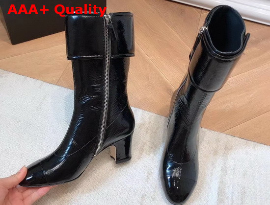 Chanel Short Boots in Black Crumpled Calfskin Replica